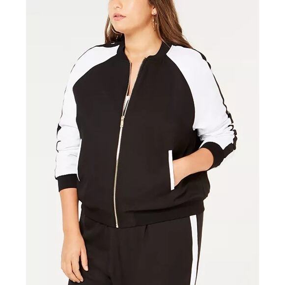 MICHAEL Michael Kors Color Block MKGO Bomber Jacket Women’s Medium MSRP $140 - Picture 1 of 6